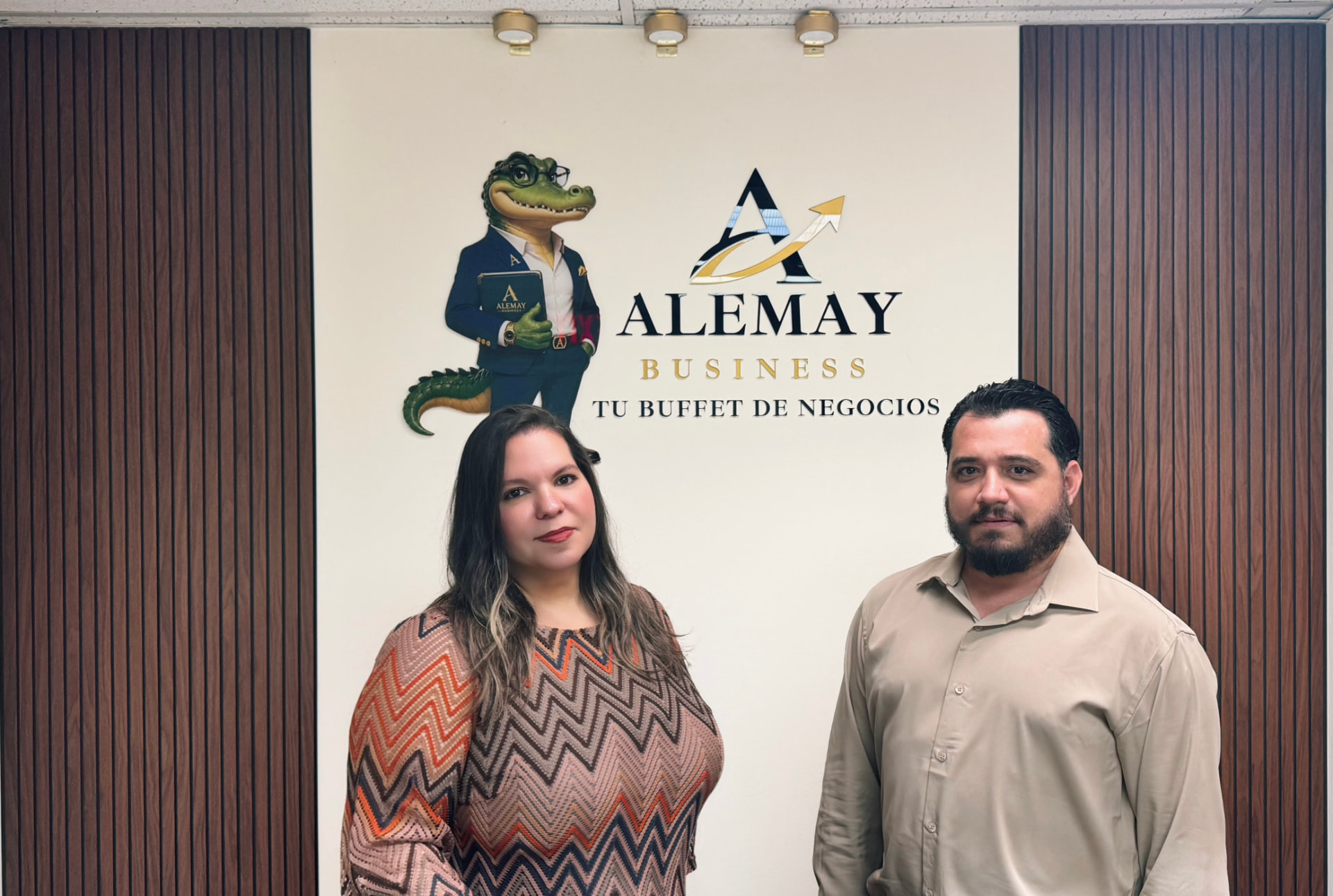 Alejandro and Maylin, co-founders of Alemay Business, at their Miami office